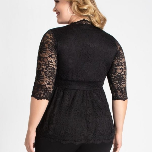 Kiyonna Plus Linden Lace Top in Black Size 4/4X - Picture 3 of 13